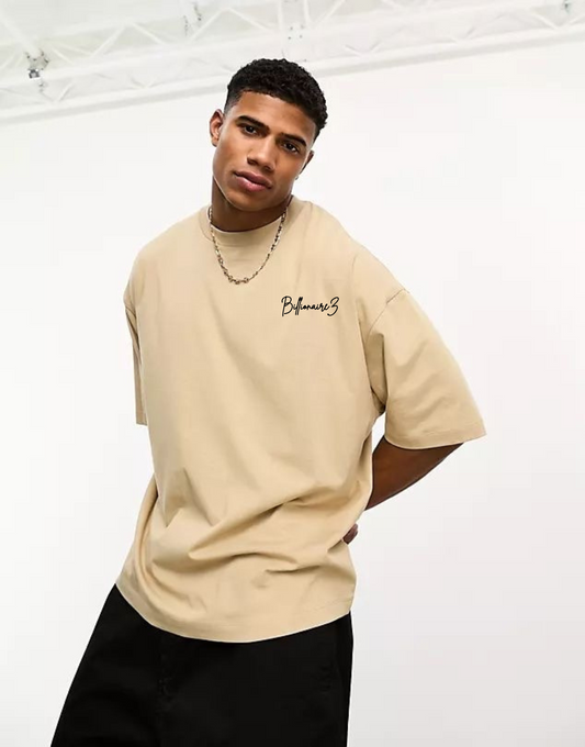 BillionaireZ Luxe Oversized Tee – Sand Beige