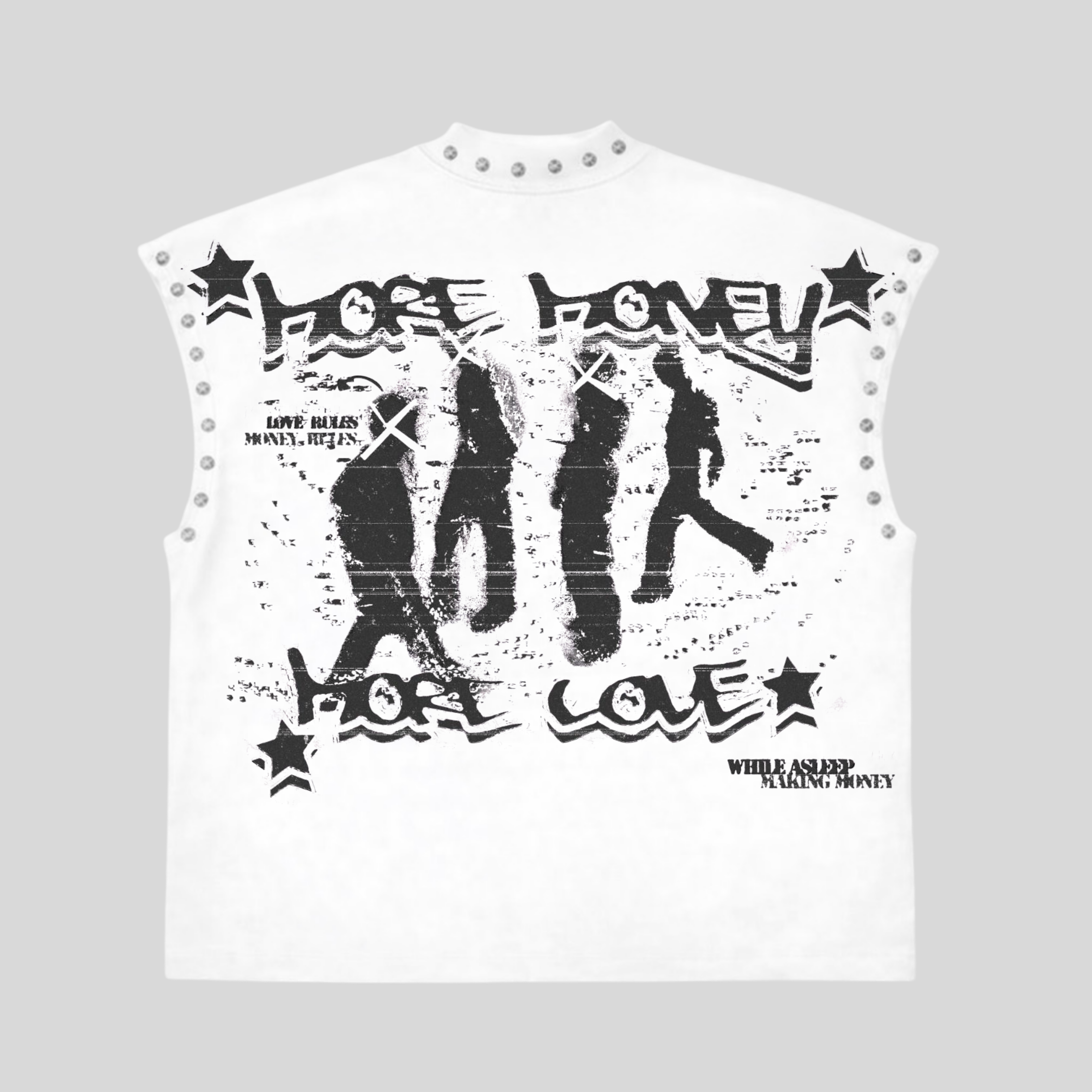 Money Over Anything Sleeveless Studded Statement Tee