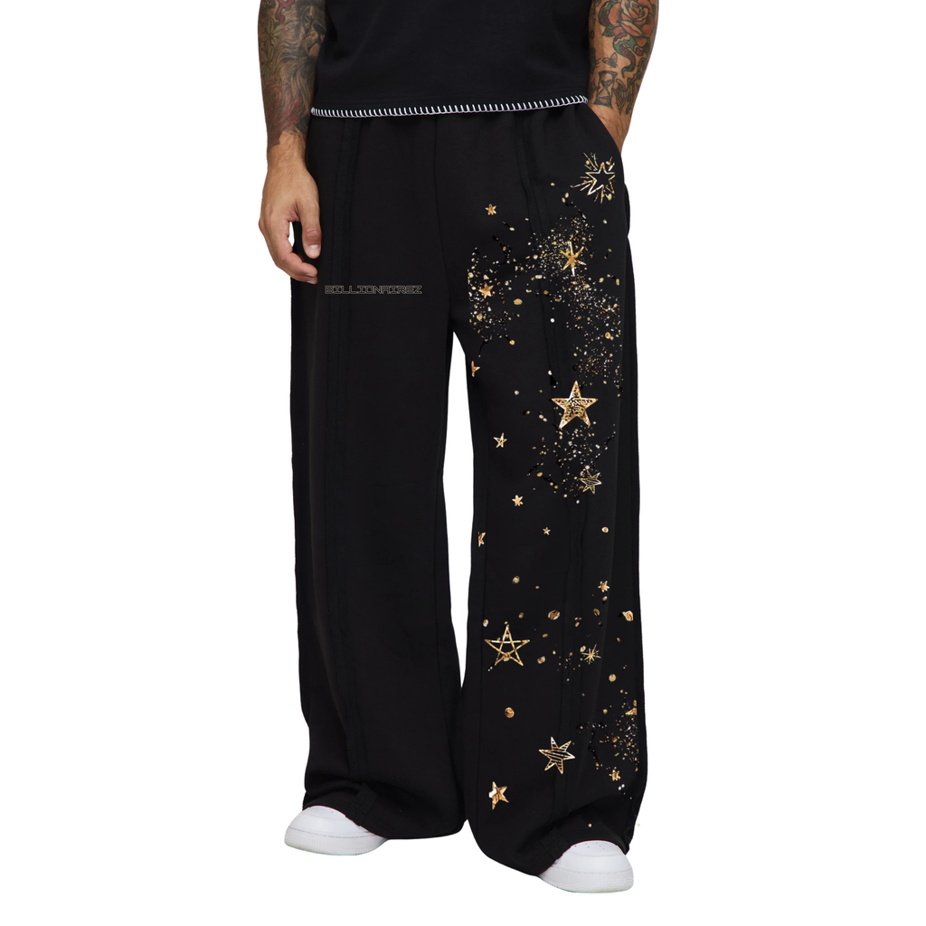Starlit Gold Graphic Joggers – BillionaireZ