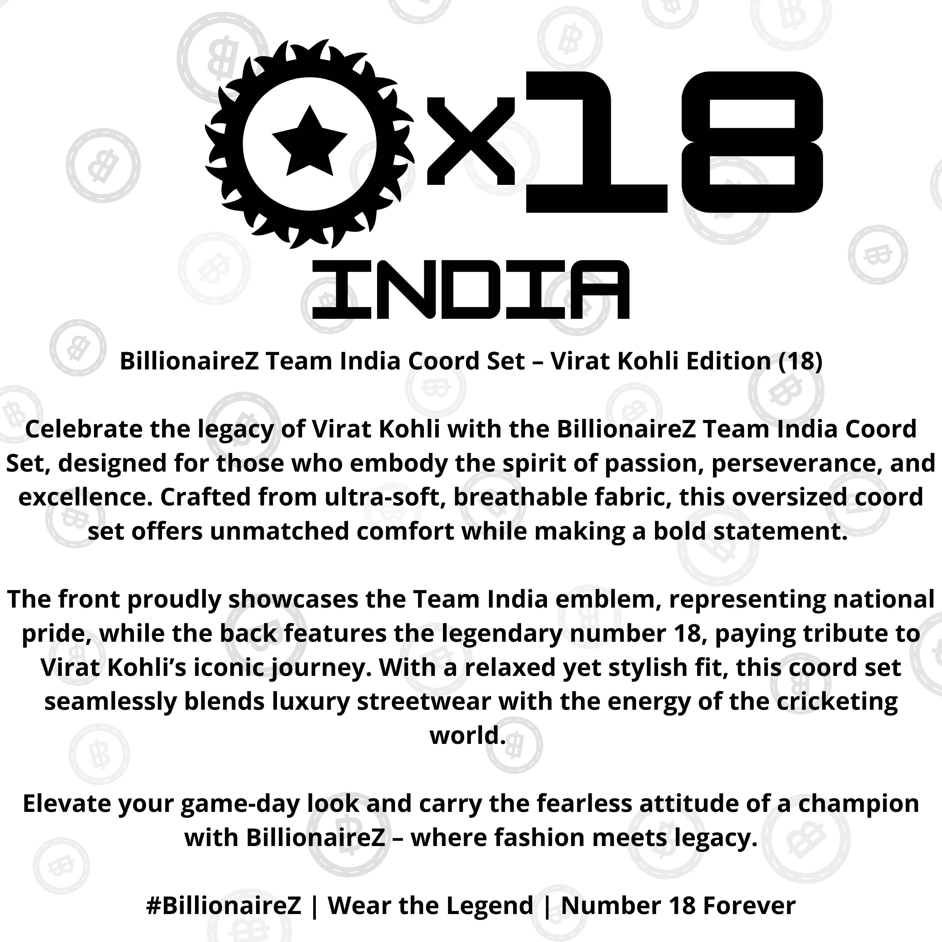 BillionaireZ Team India Coord Set - Inspired by Virat Kohli