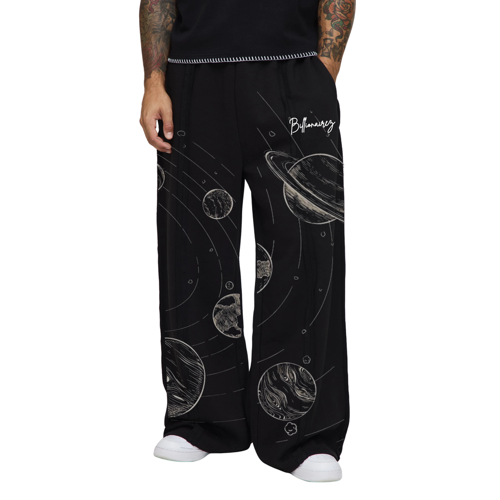 Cosmic Drift Oversized Joggers – Black
