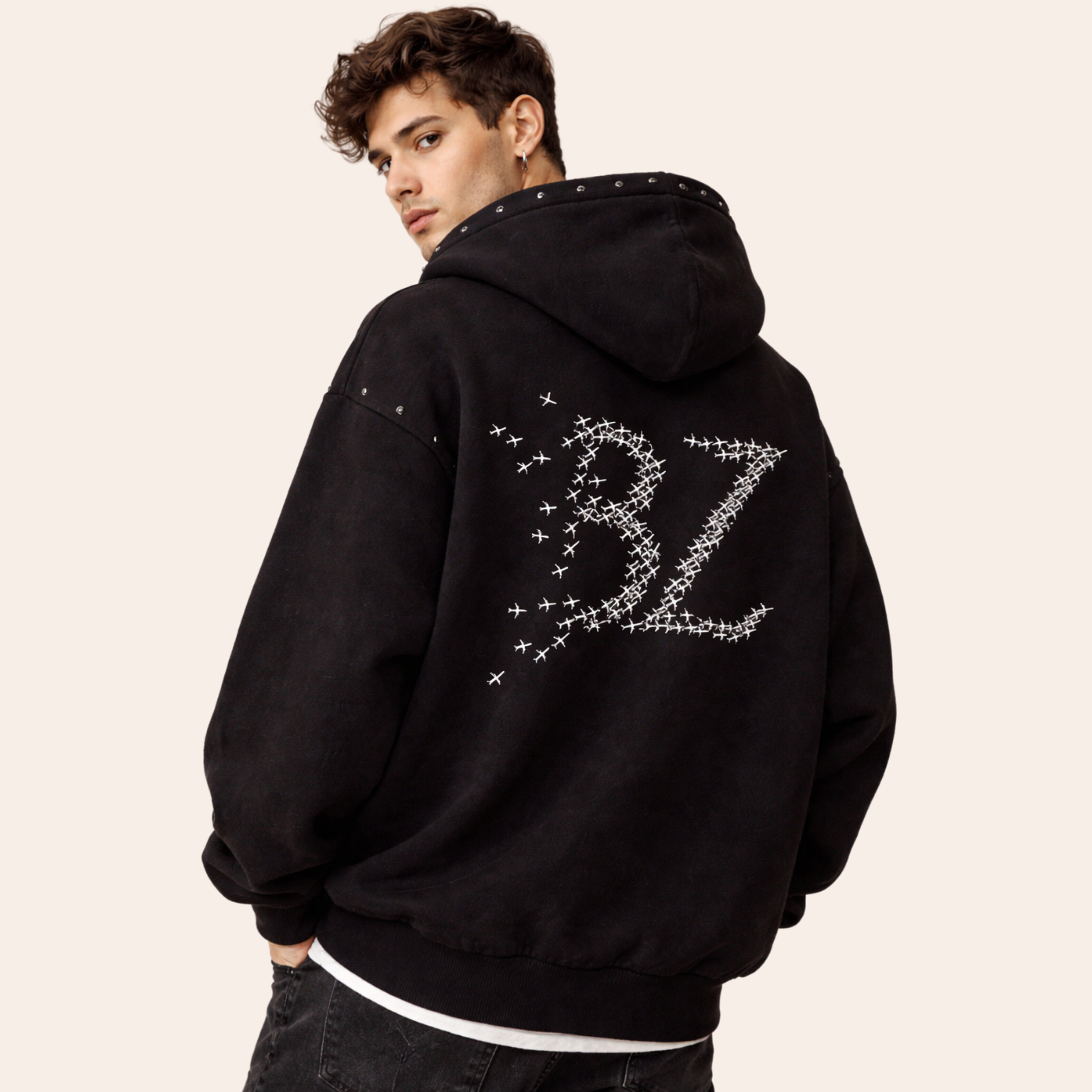 BZ Flight Mode Studded Zip Hoodie