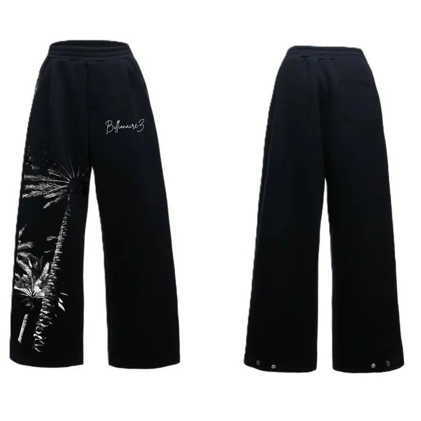 Palm Noir Wide-Leg Jogger