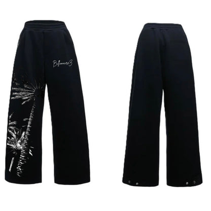 Palm Noir Wide-Leg Jogger