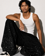 VVS Diamond Studded RR Wide-Leg Pants