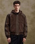 BillionaireZ Rivet Brown Suede Leather Hooded Jacket