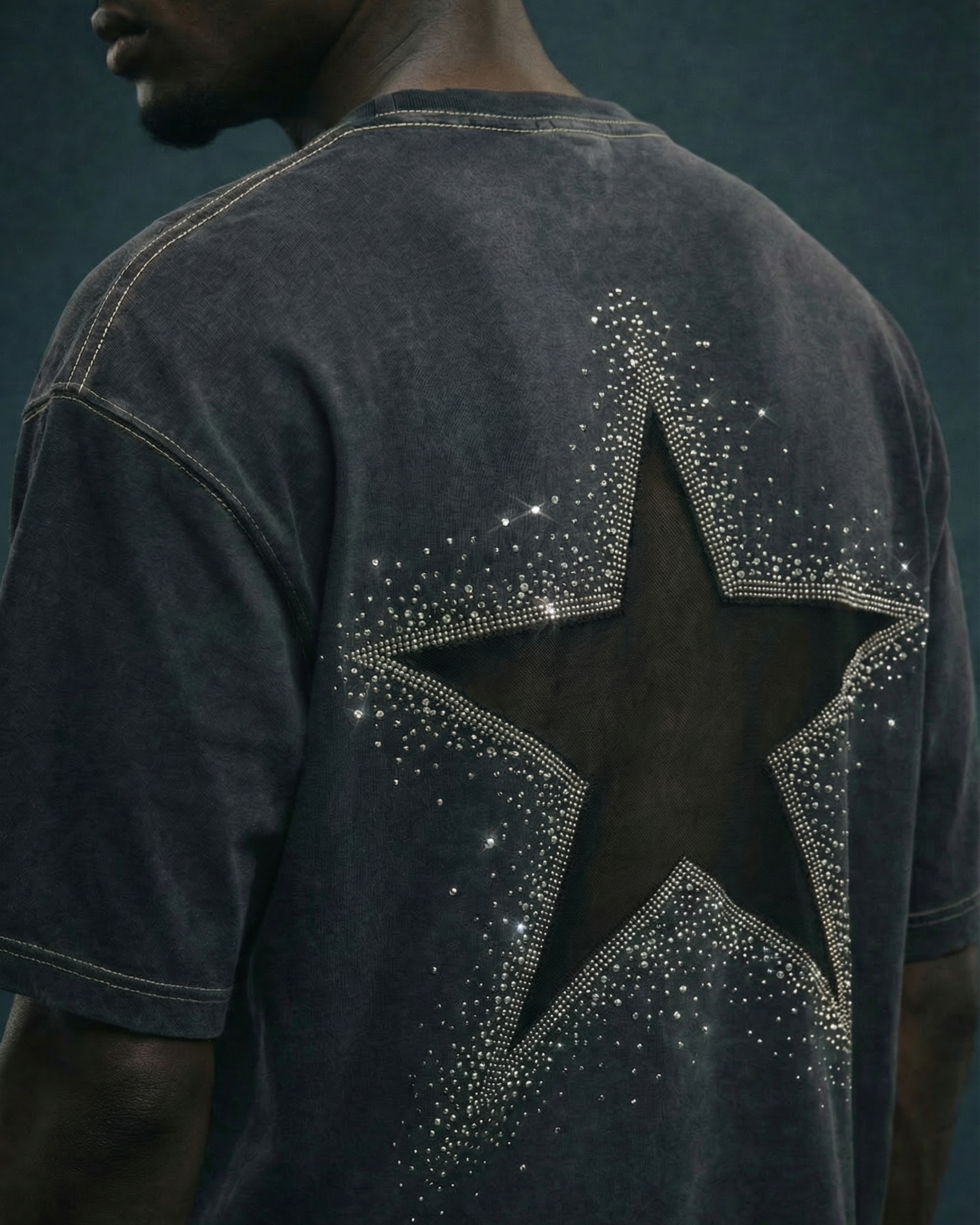 BillionaireZ Grey Starlight Cut Out Tee