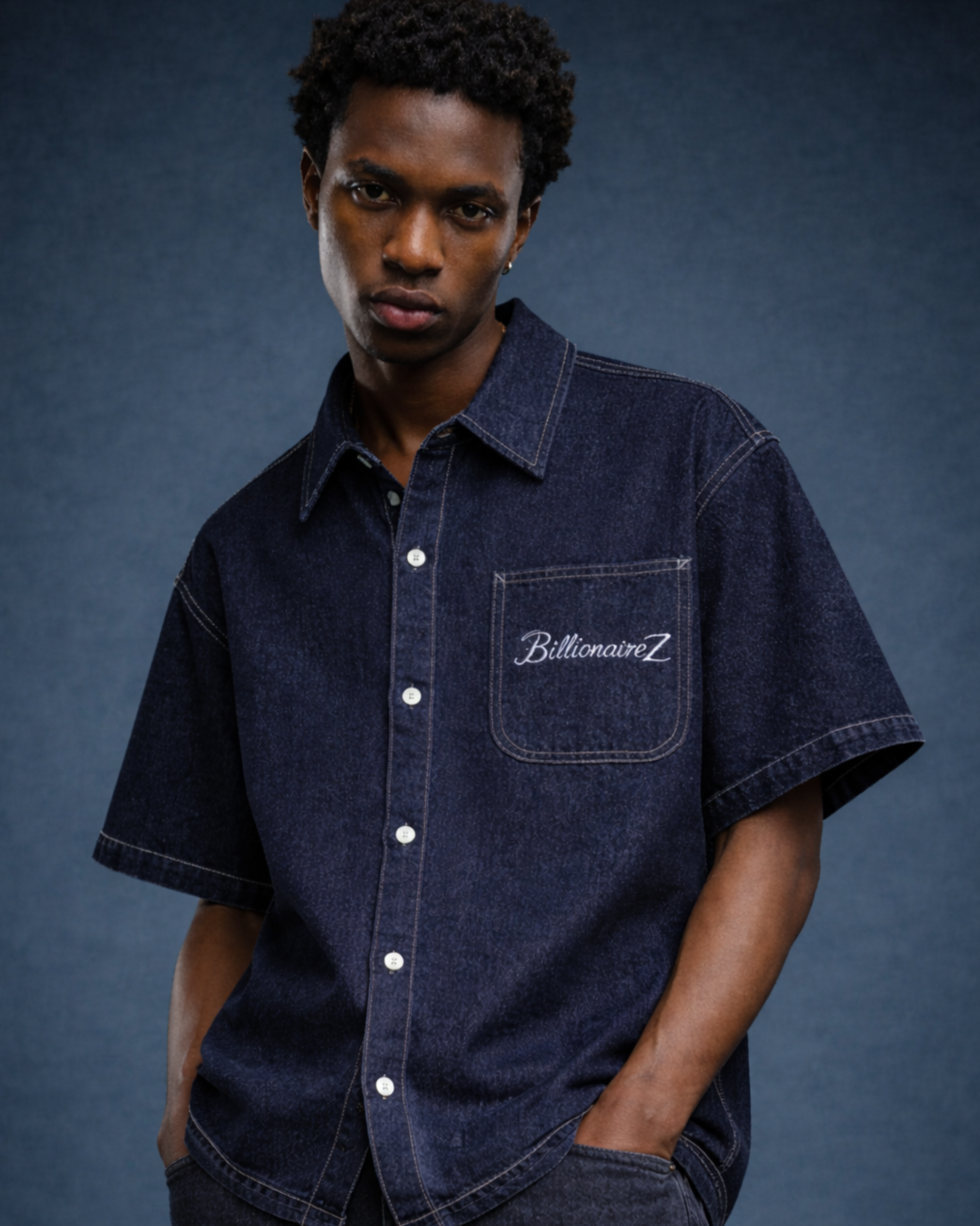 BillionaireZ Indigo Authority Denim Shirt