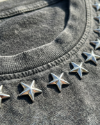 BillionaireZ Star Studded Materialistic Crop Tee- Acid Wash