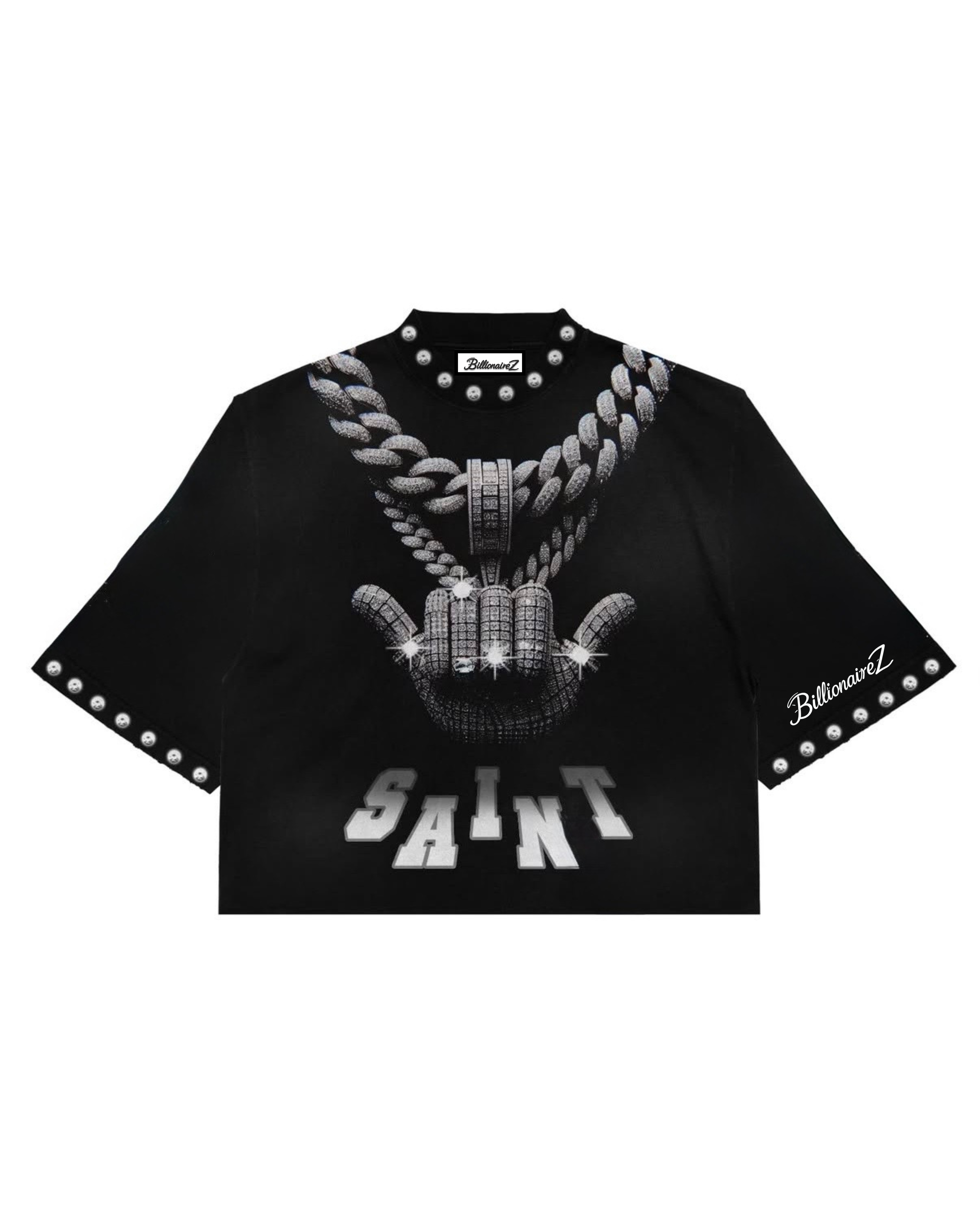 BillionaireZ “Saint Chain” Studded Tee