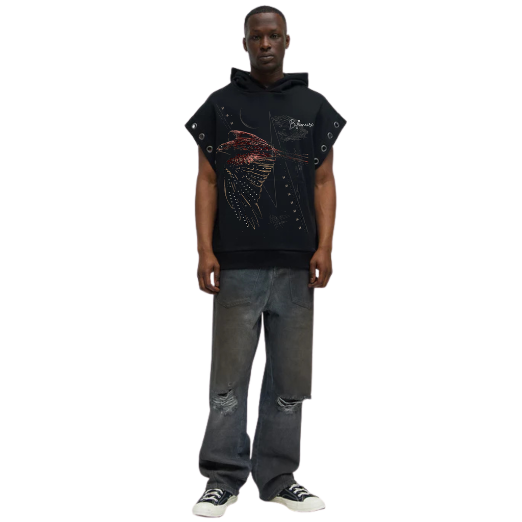 Silent in the Dark – Sleeveless Hawk Hoodie