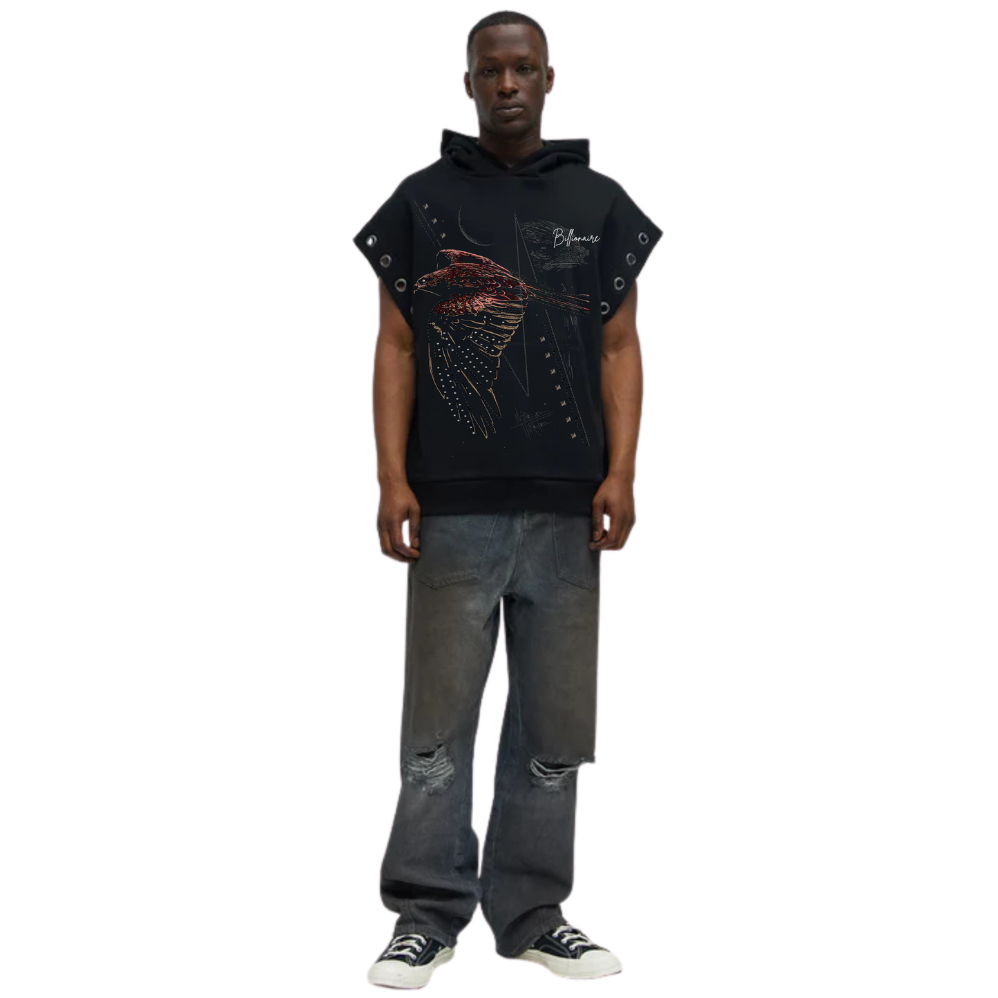 Silent in the Dark – Sleeveless Hawk Hoodie