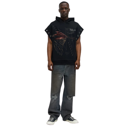 Silent in the Dark – Sleeveless Hawk Hoodie