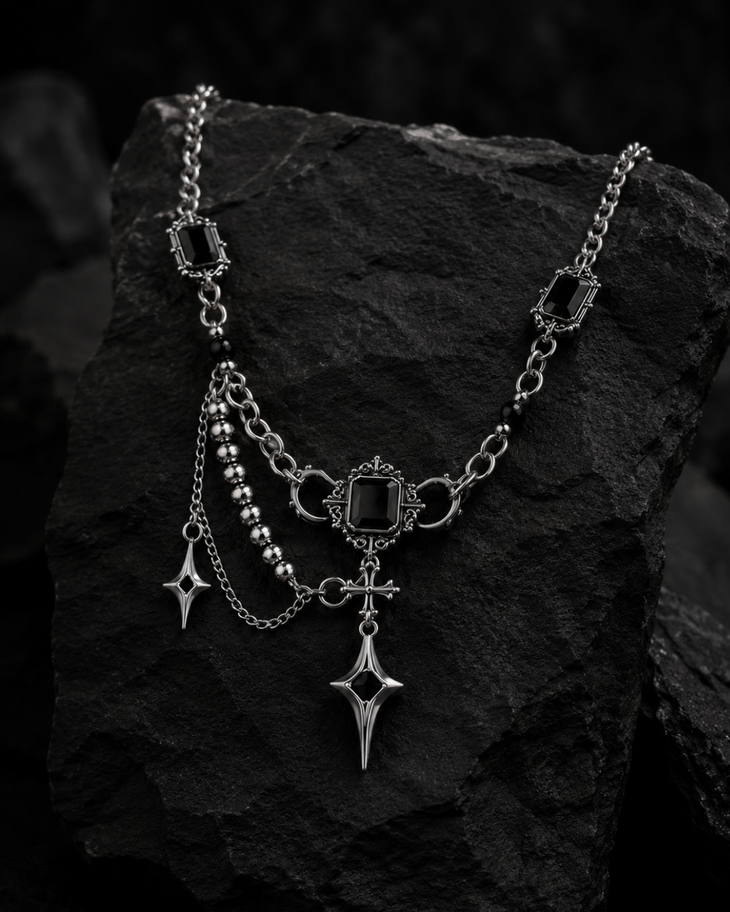 Nocturne Onyx 925 Silver Necklace