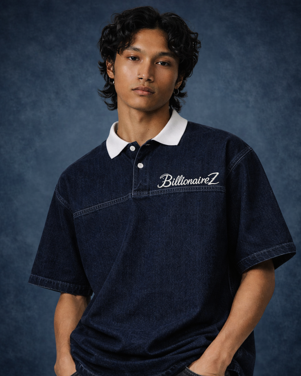 BillionaireZ Signature Denim Polo Tee