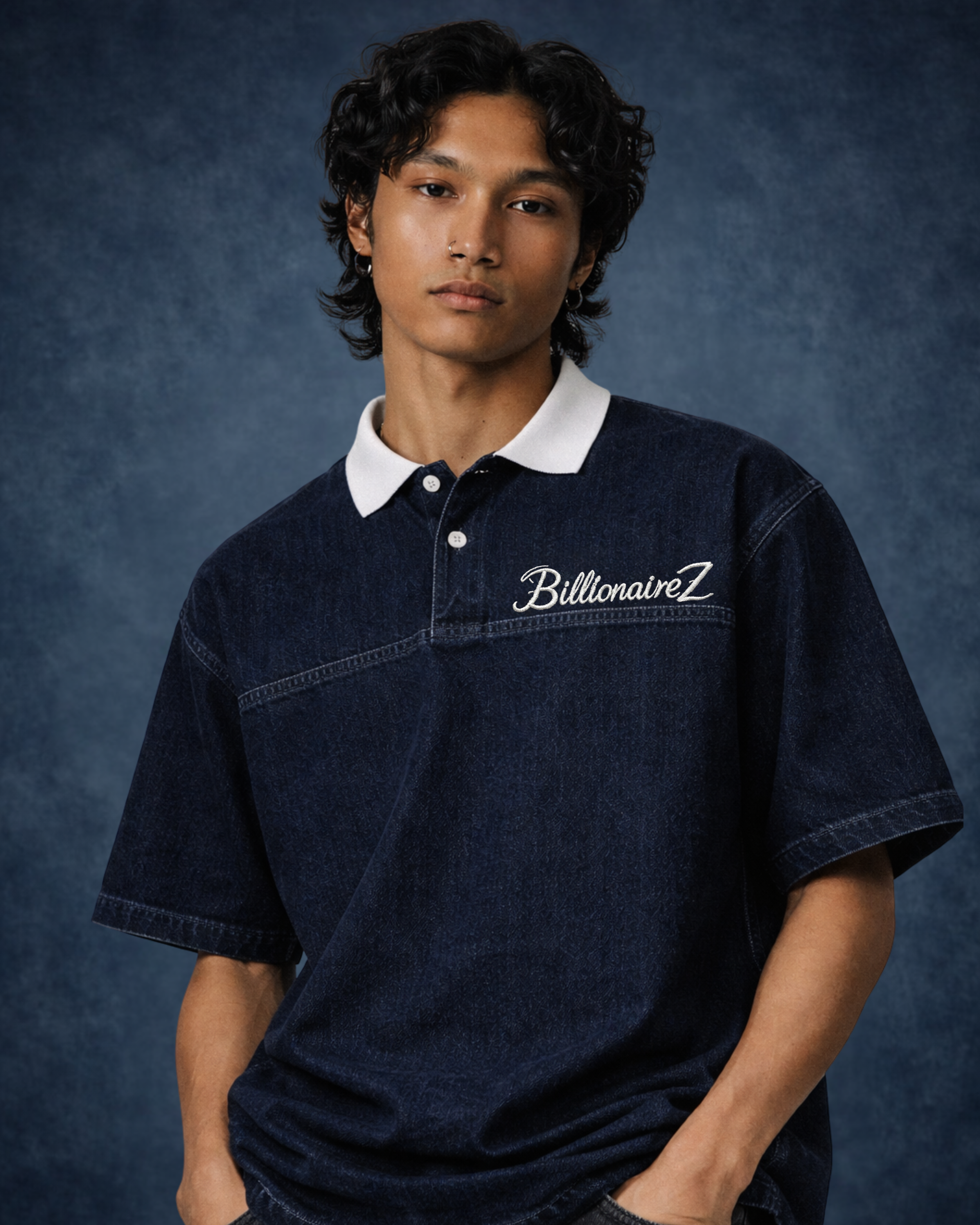BillionaireZ Signature Denim Polo Tee