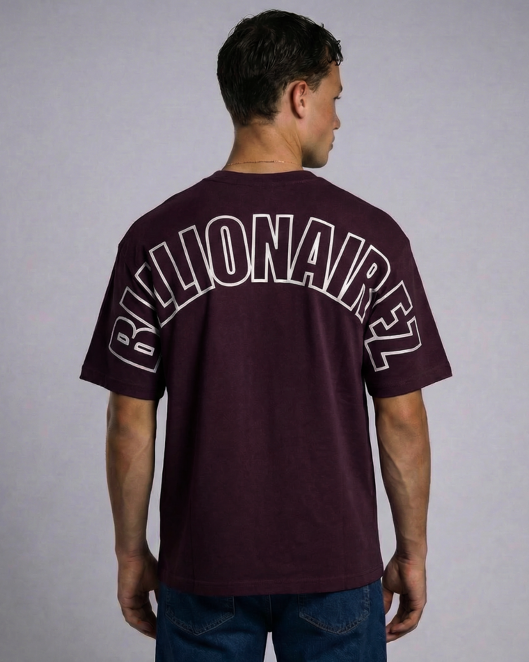 Wine Plum Back Emblem Oversized Tee