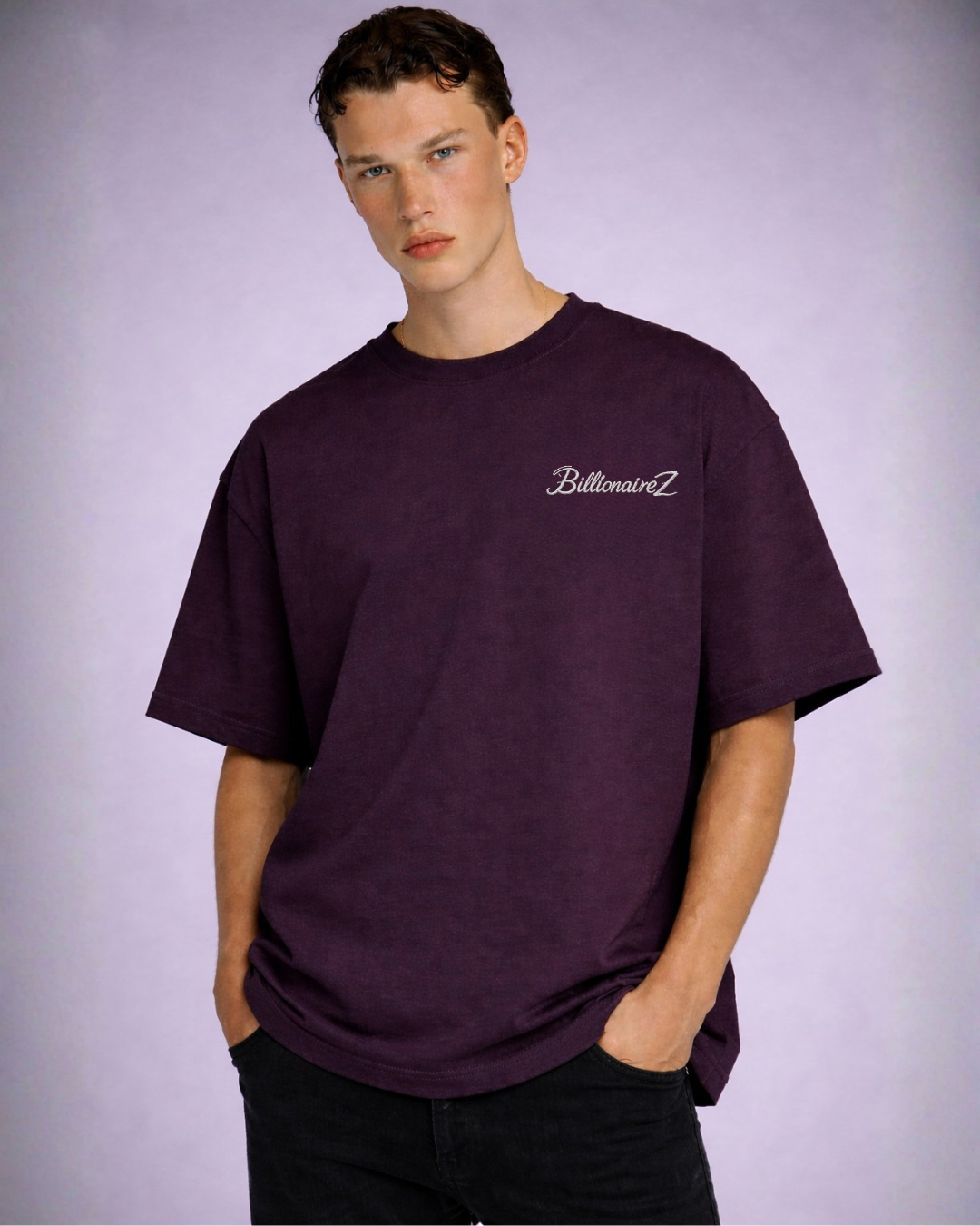 Wine Plum Back Emblem Oversized Tee