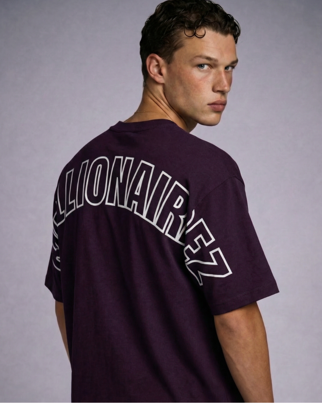 Wine Plum Back Emblem Oversized Tee