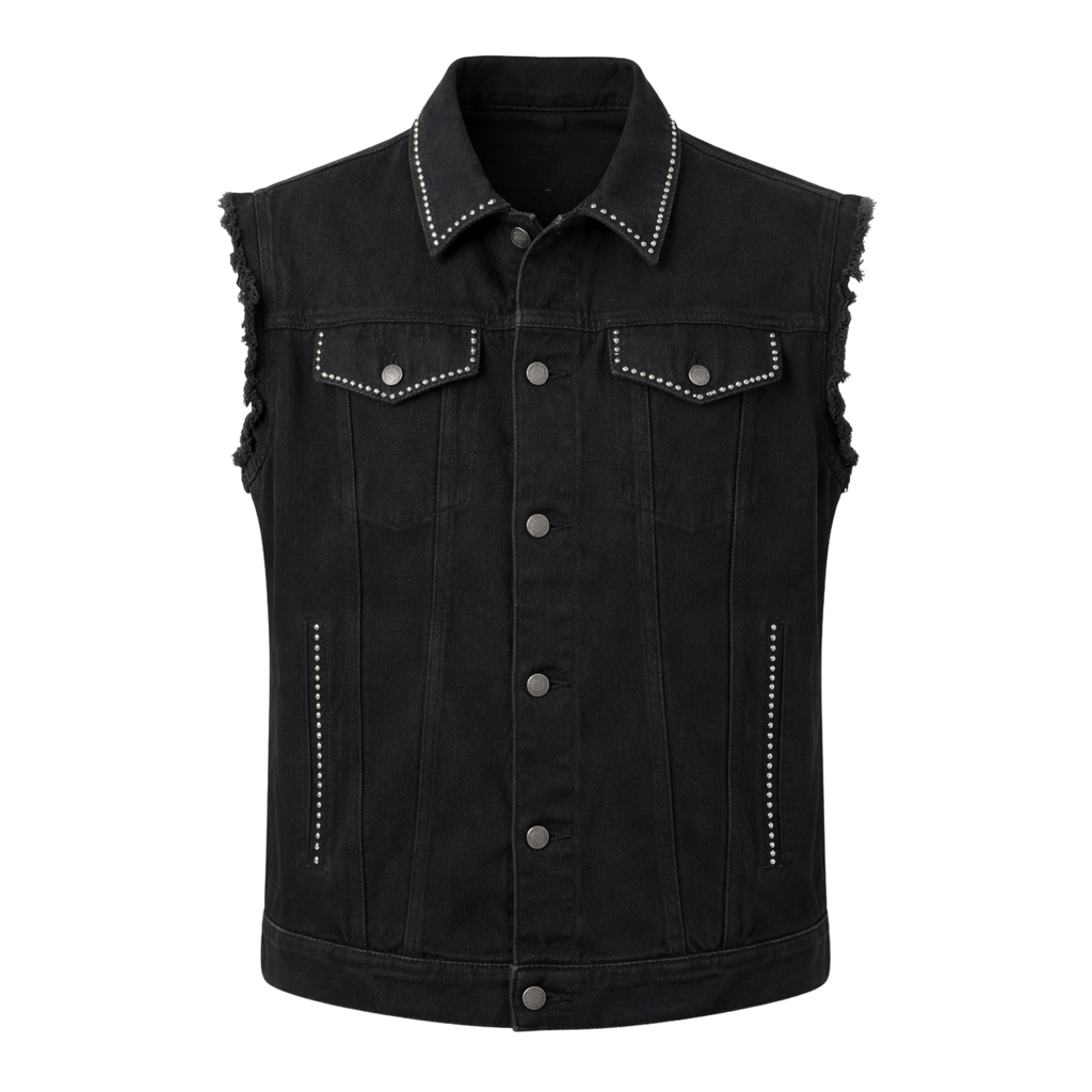 BillionaireZ Shadow Studded Sleeveless Denim Vest