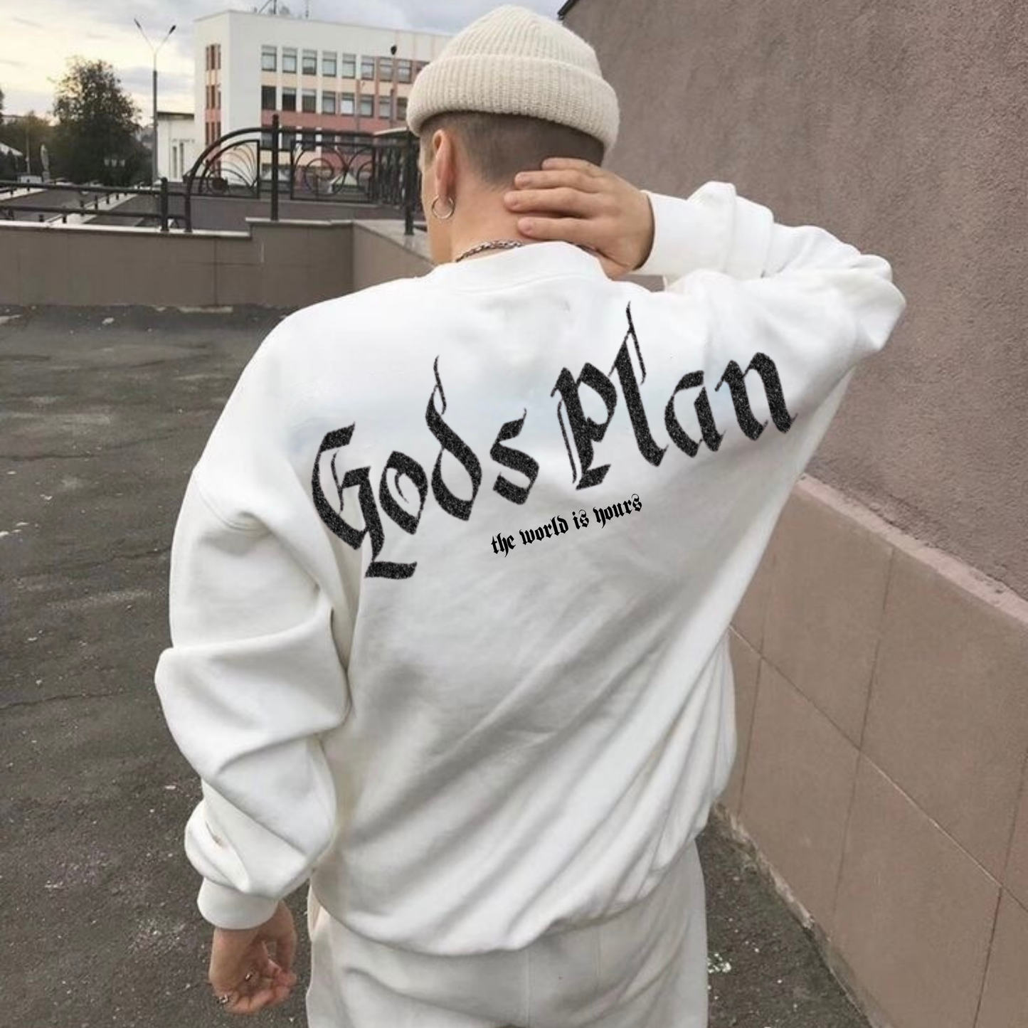 🕊 God’s Plan Crewneck – Off White