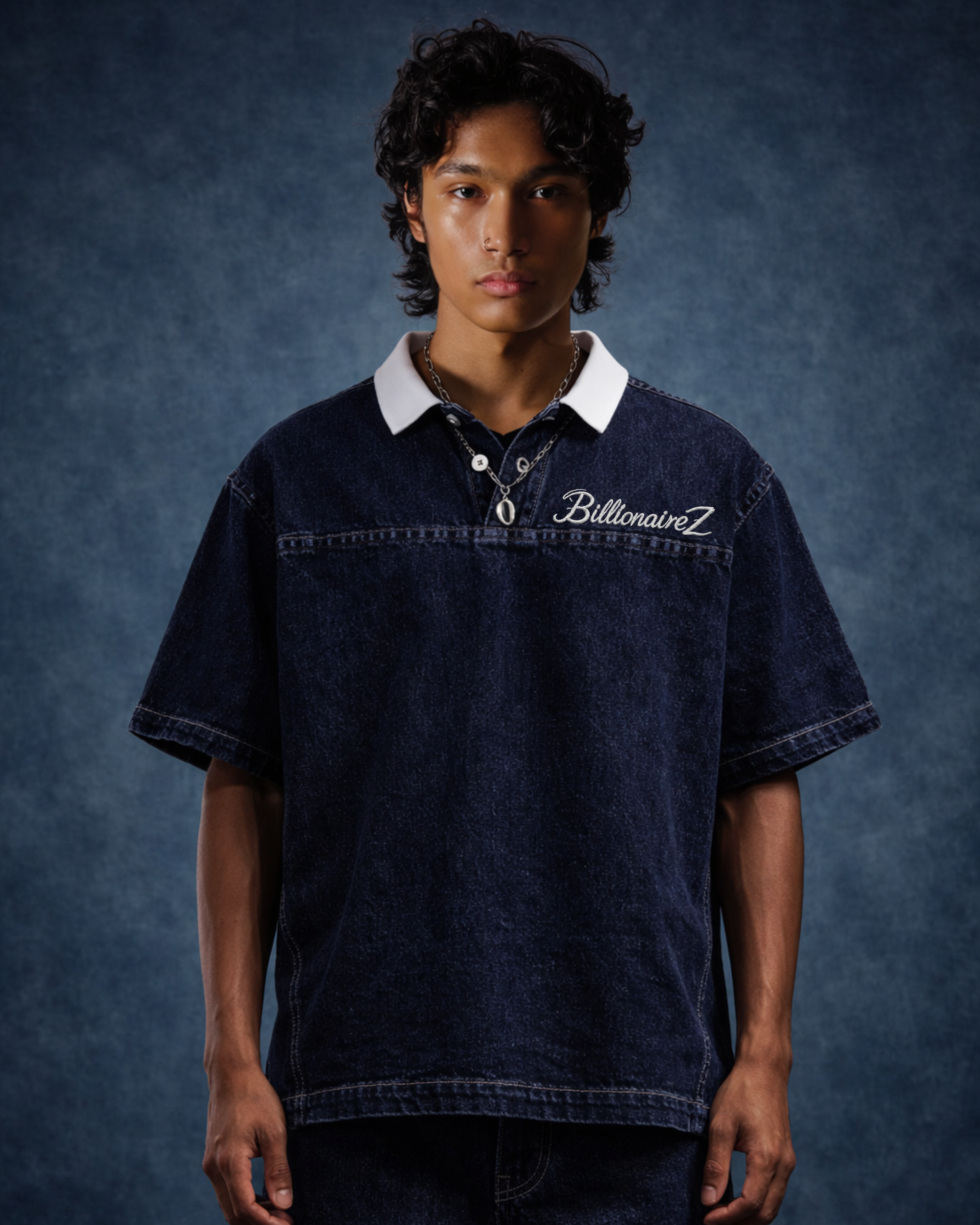 BillionaireZ Signature Denim Polo Tee