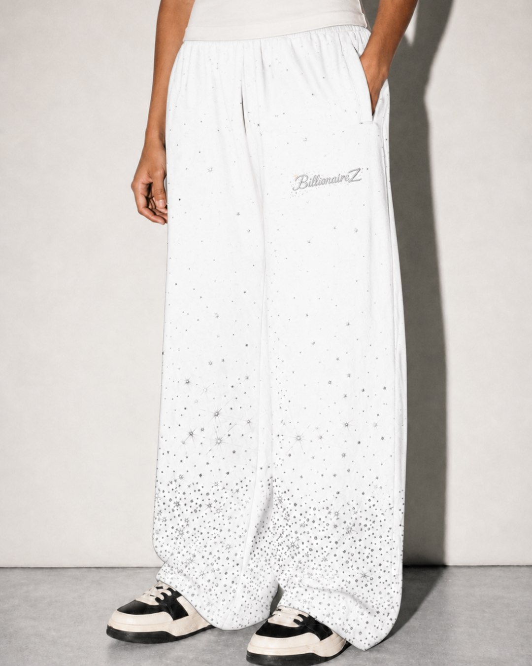 VVS Diamond Studded RR Wide-Leg Pants