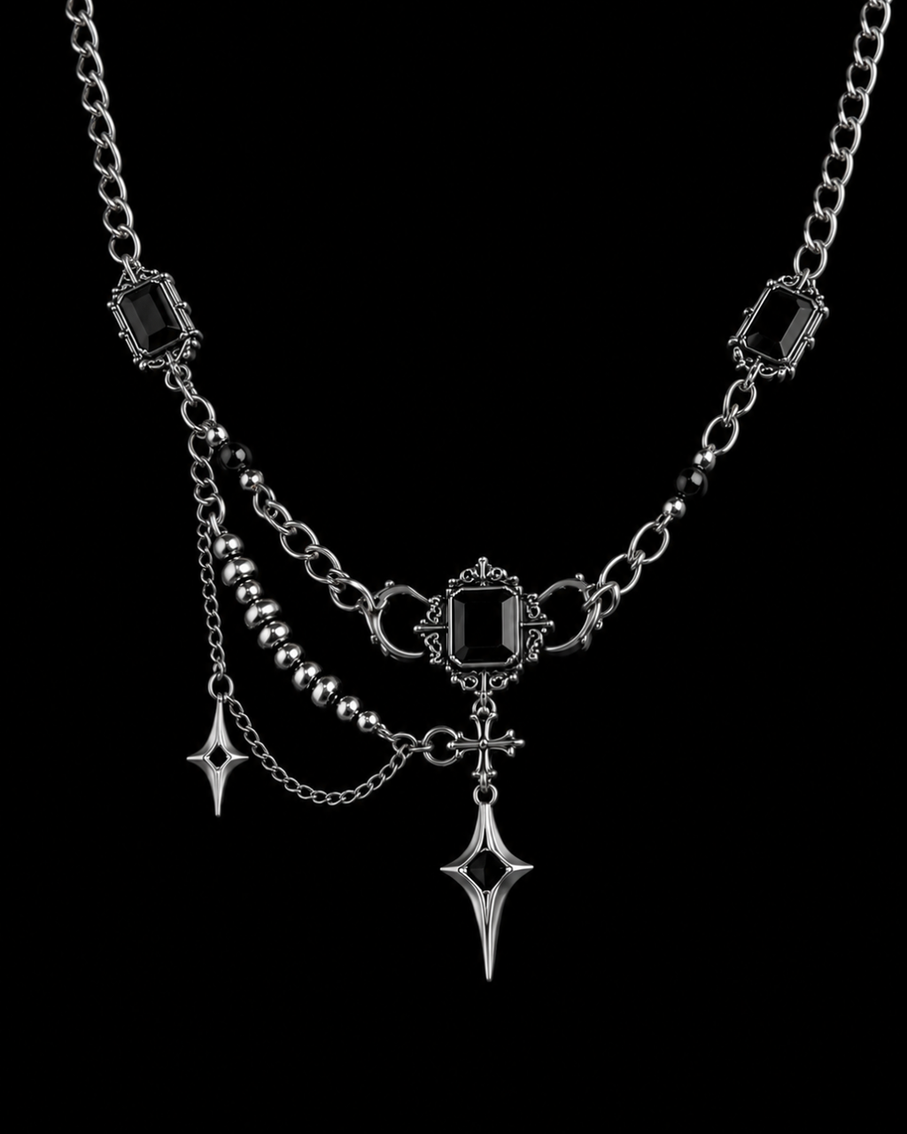 Nocturne Onyx 925 Silver Necklace