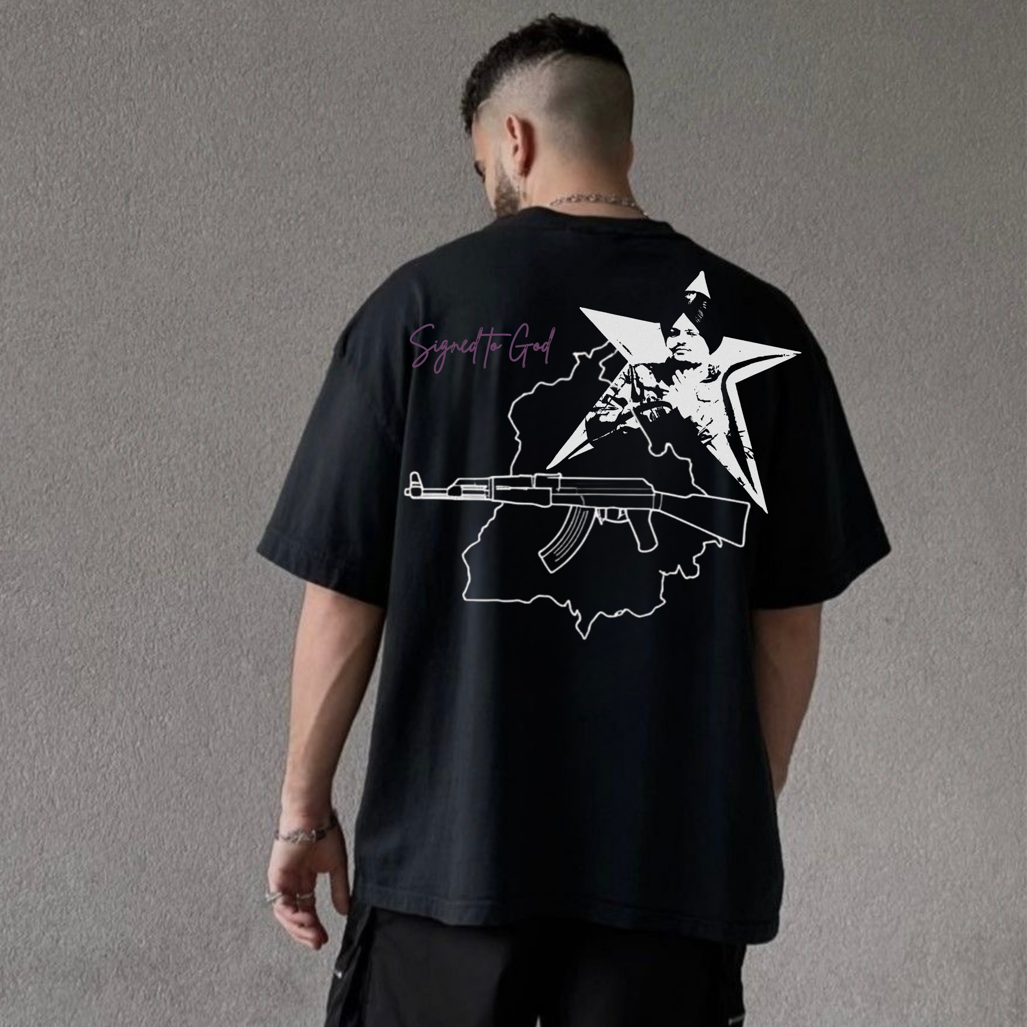 BillionaireZ Signed To God X Sidhu Moosewala Oversized Tee