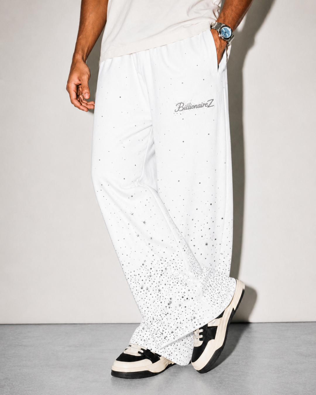 VVS Diamond Studded RR Wide-Leg Pants
