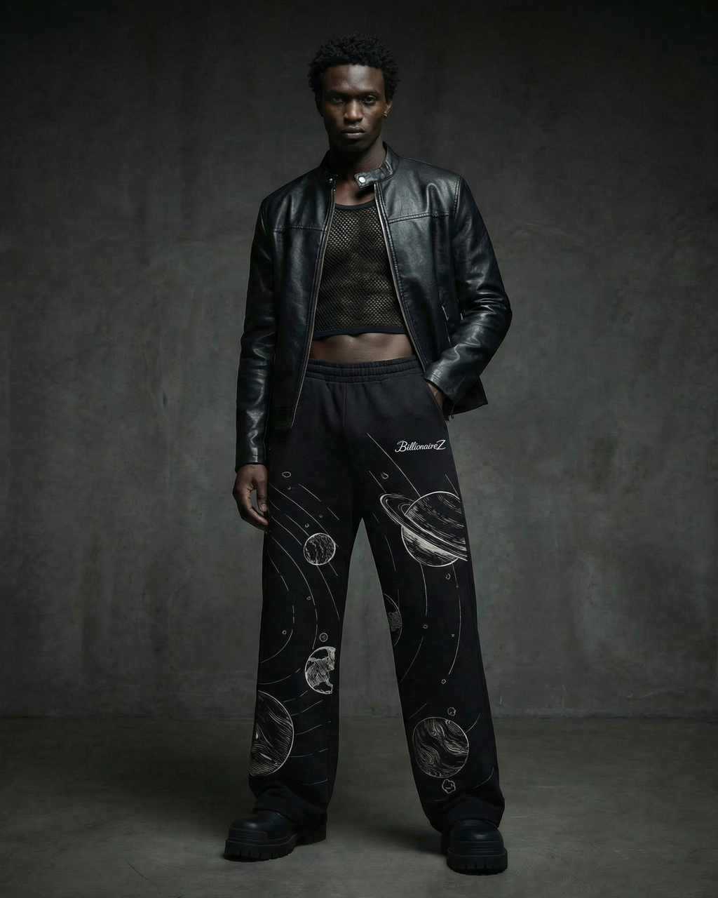 Cosmic Drift Oversized Joggers – Black