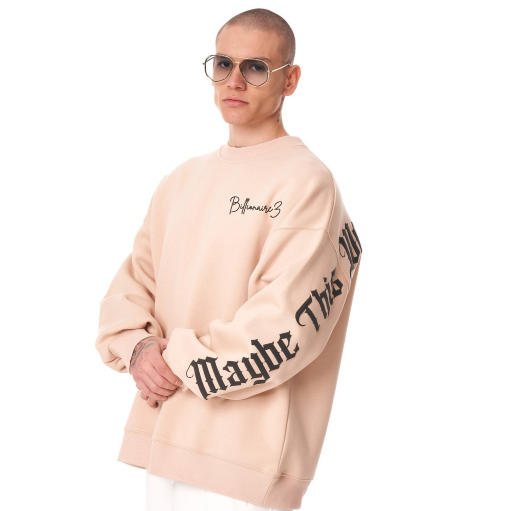 “Maybe This World is Other Planet’s Hell” Sweatshirt- Beige