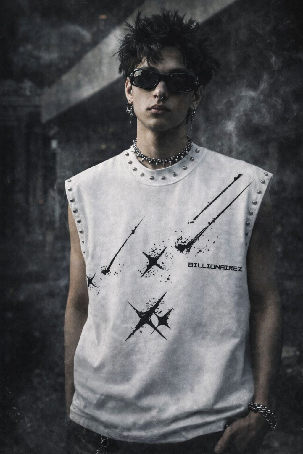 BillionaireZ “Celestial Authority” Studded Oversized Vest Tee