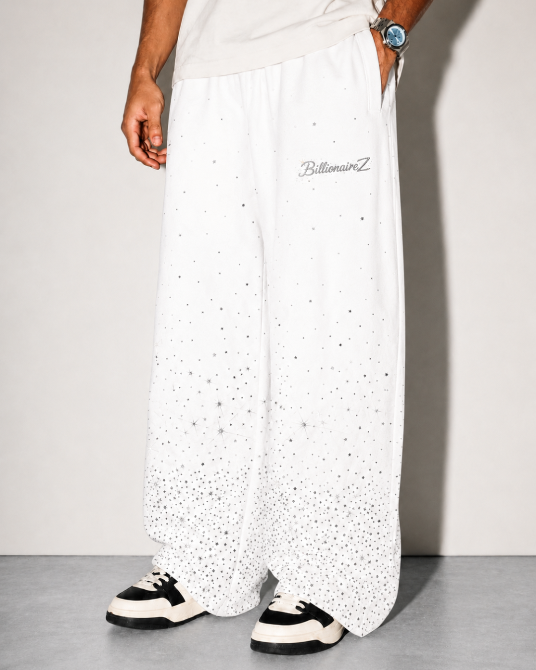 VVS Diamond Studded RR Wide-Leg Pants