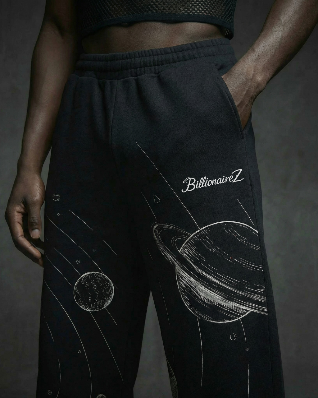 Cosmic Drift Oversized Joggers – Black