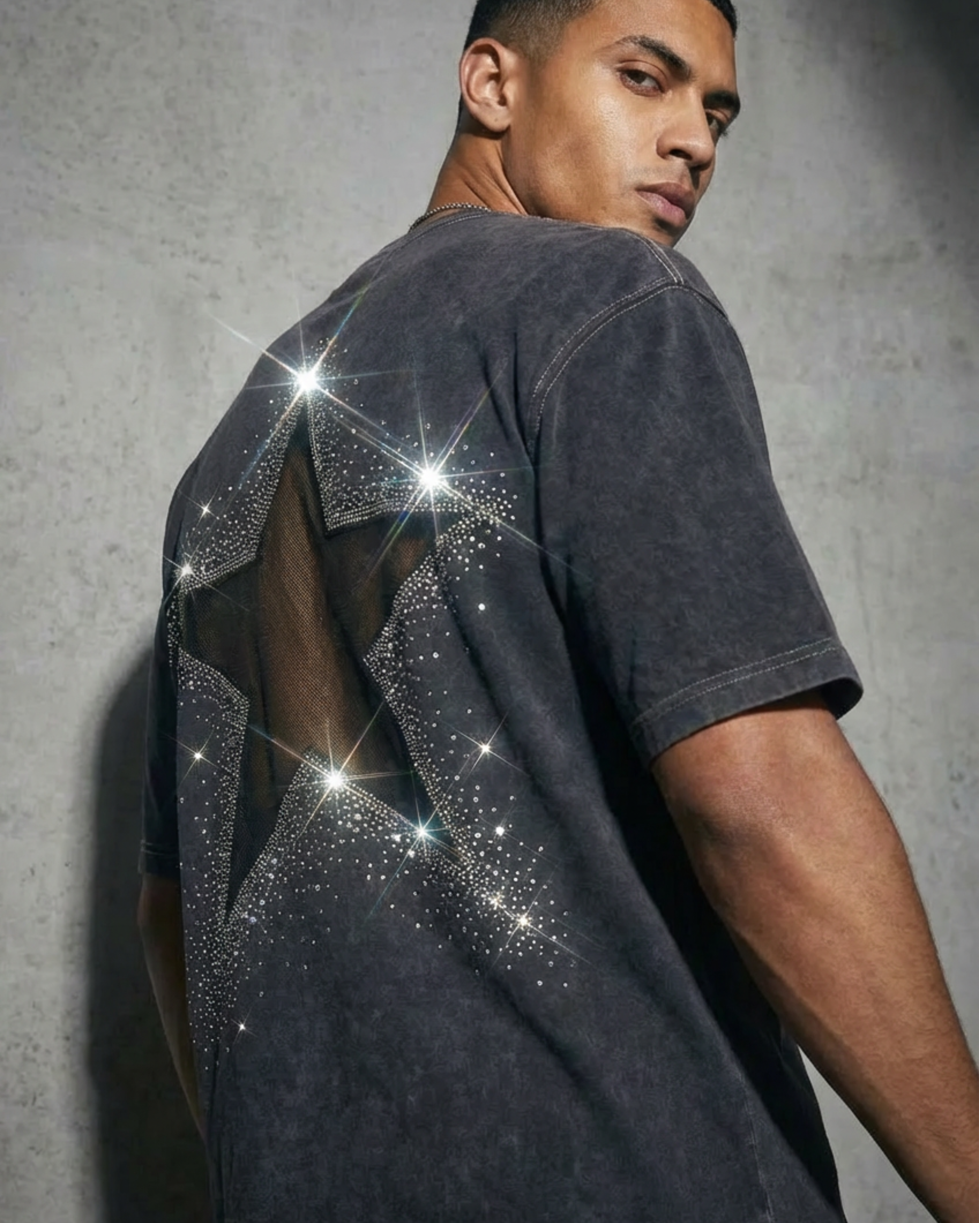 BillionaireZ Grey Starlight Cut Out Tee