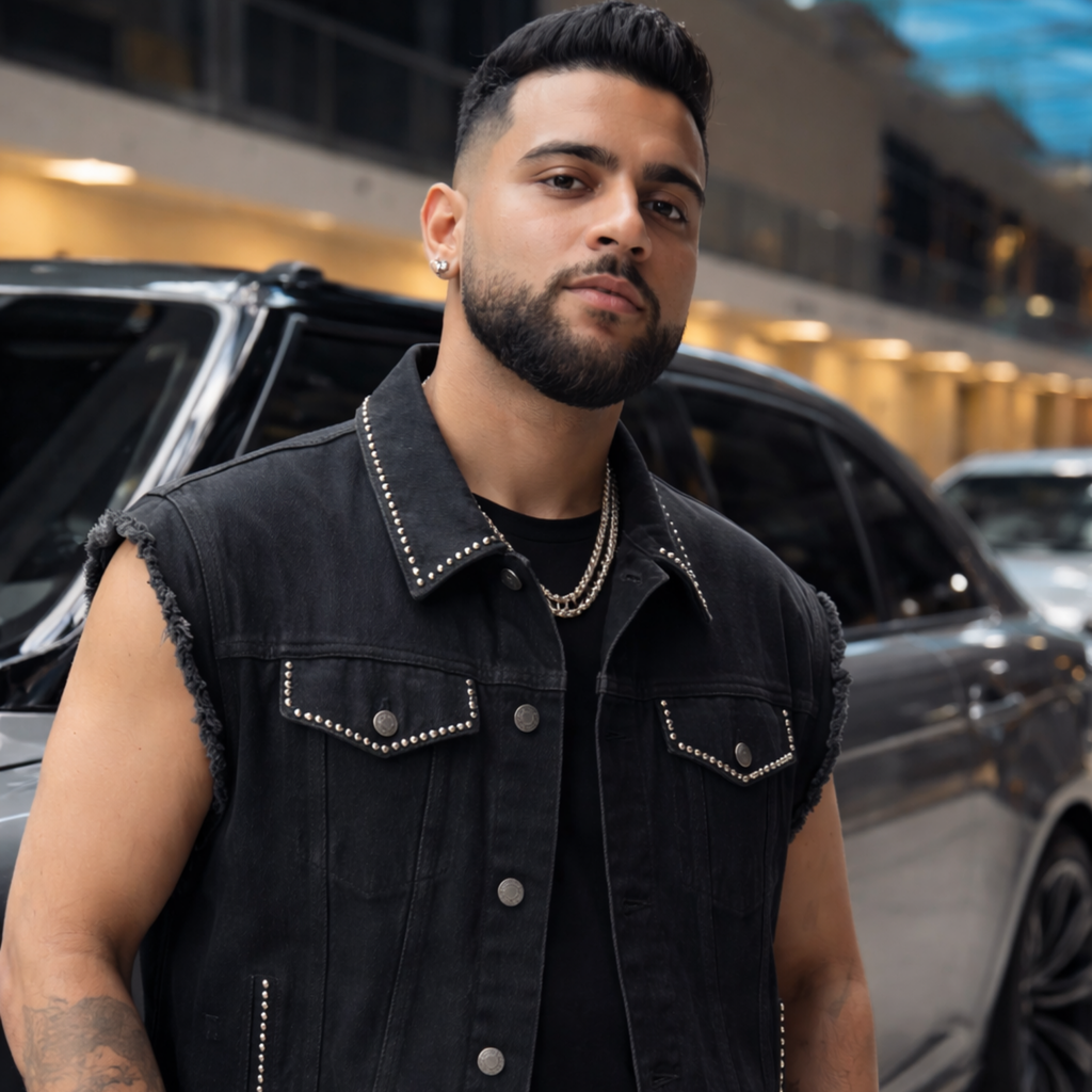 BillionaireZ Shadow Studded Sleeveless Denim Vest