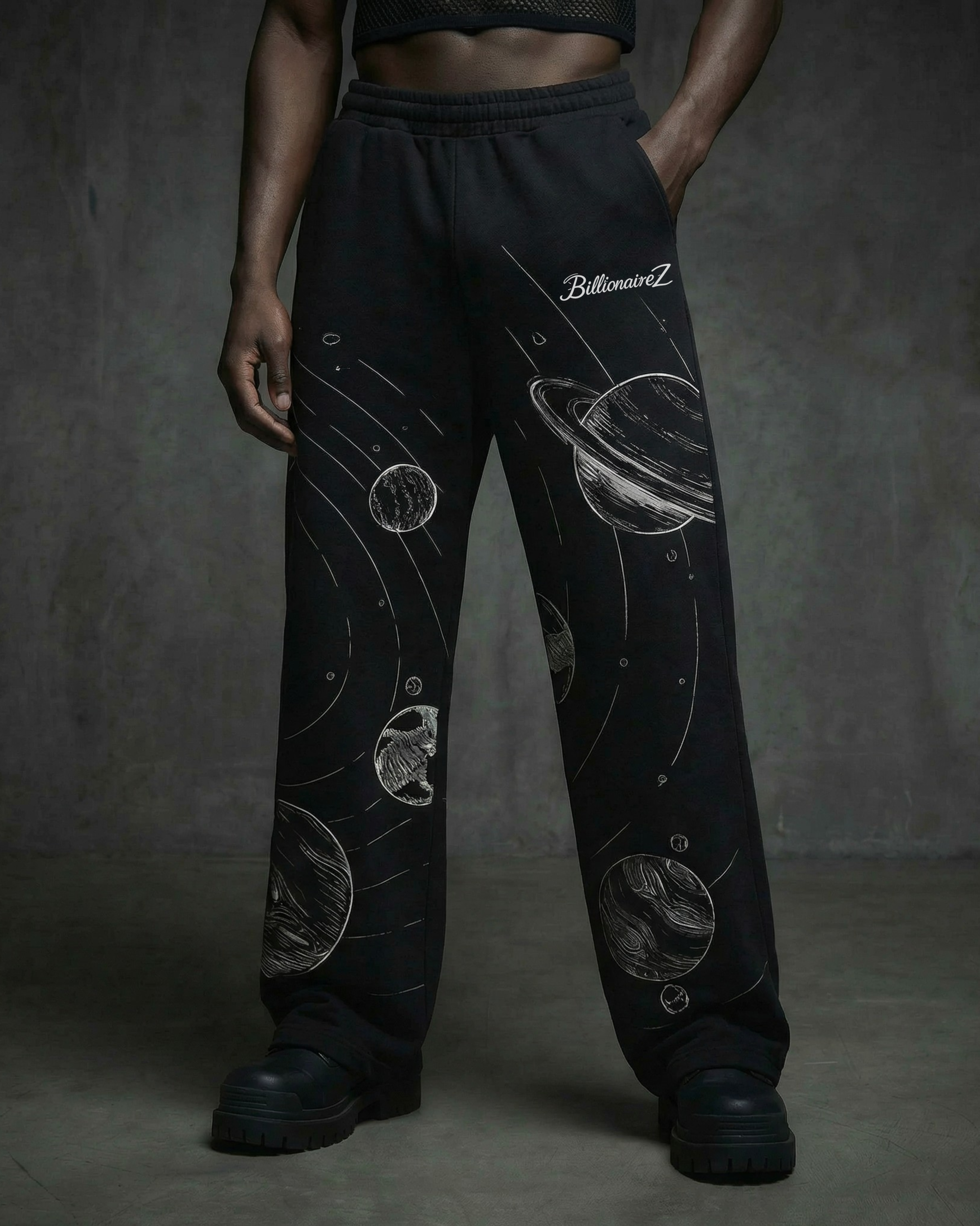 Cosmic Drift Oversized Joggers – Black