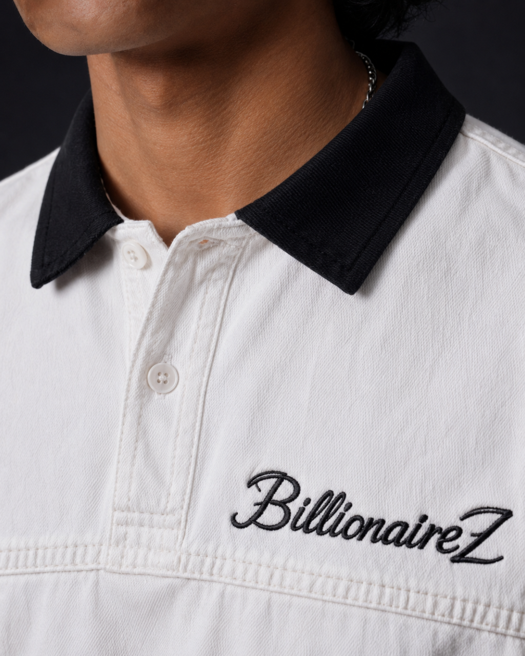 BillionaireZ Ivory Denim Polo Tee