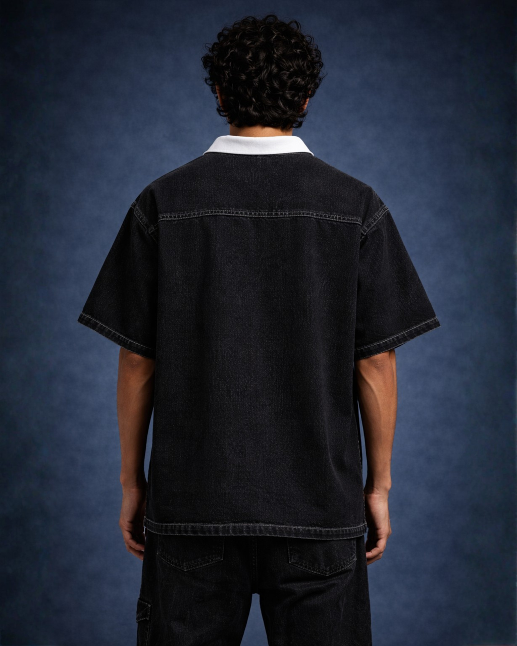 BillionaireZ Black Denim Polo Tee