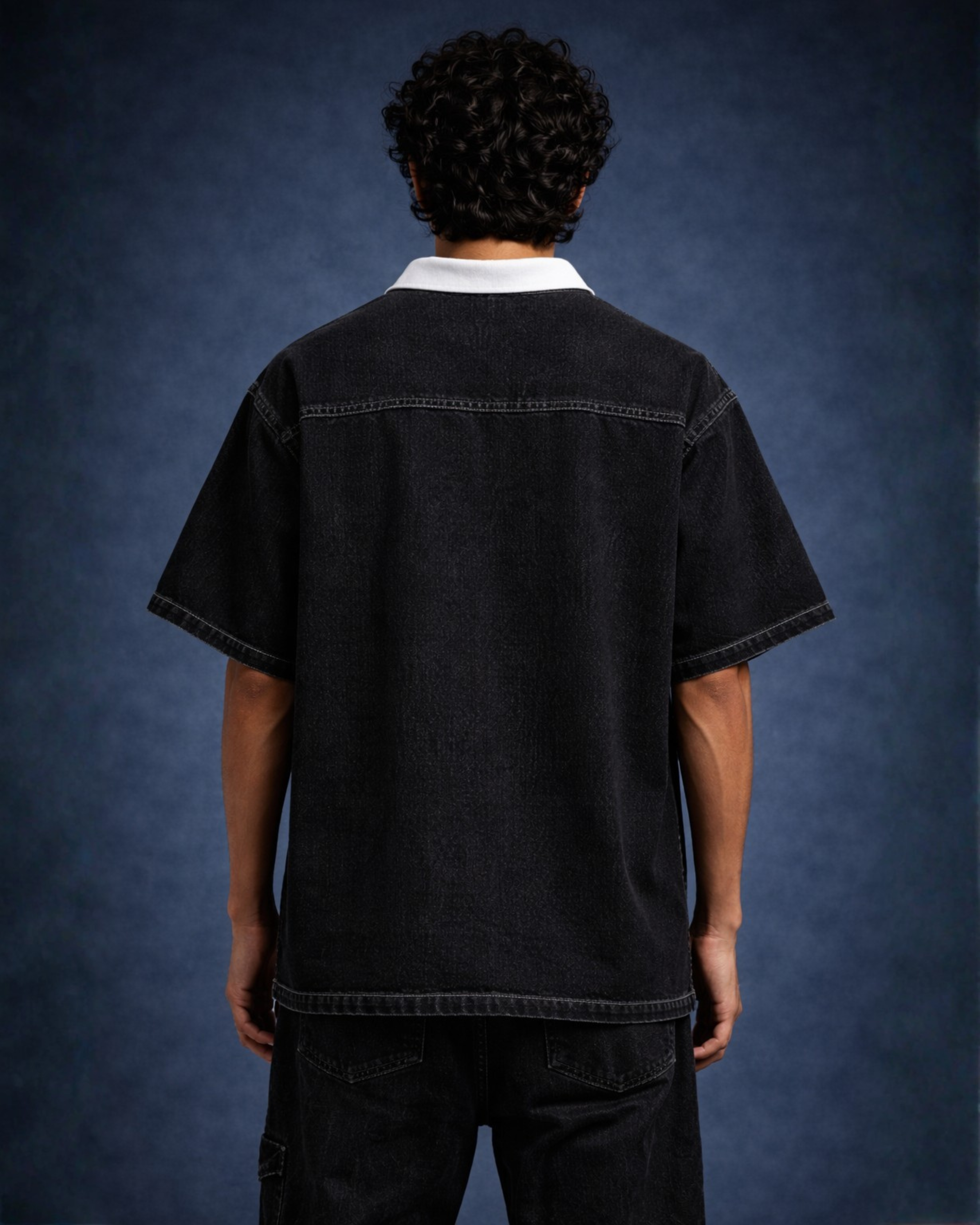 BillionaireZ Black Denim Polo Tee