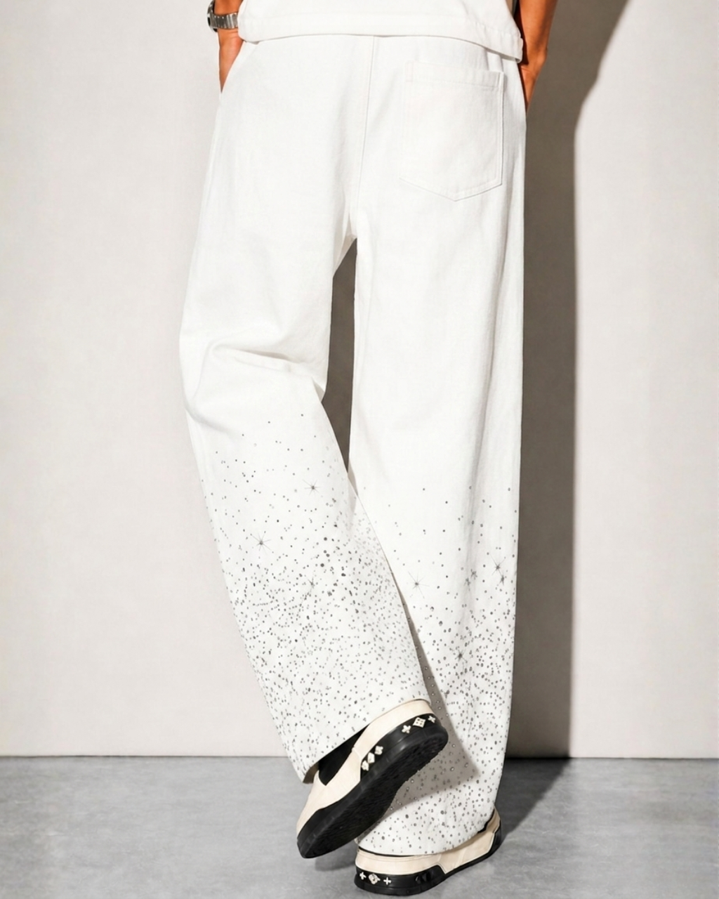 VVS Diamond Studded RR Wide-Leg Pants