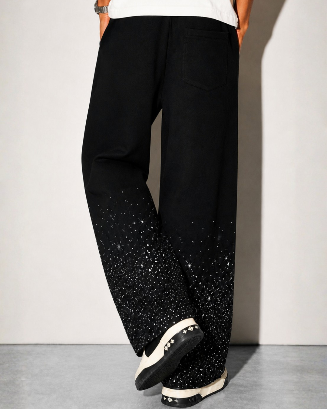 VVS Diamond Studded RR Wide-Leg Pants