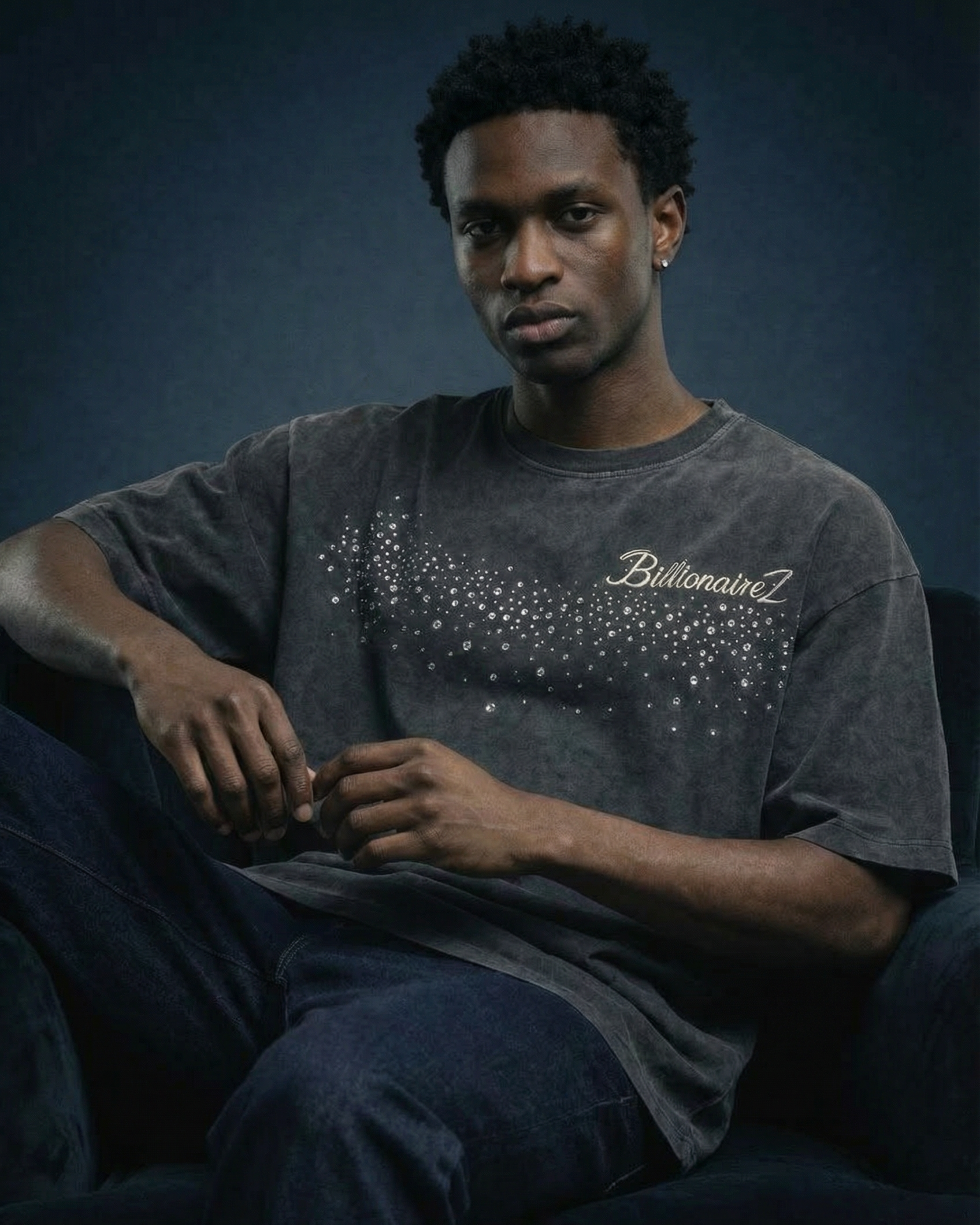 BillionaireZ Grey Starlight Cut Out Tee