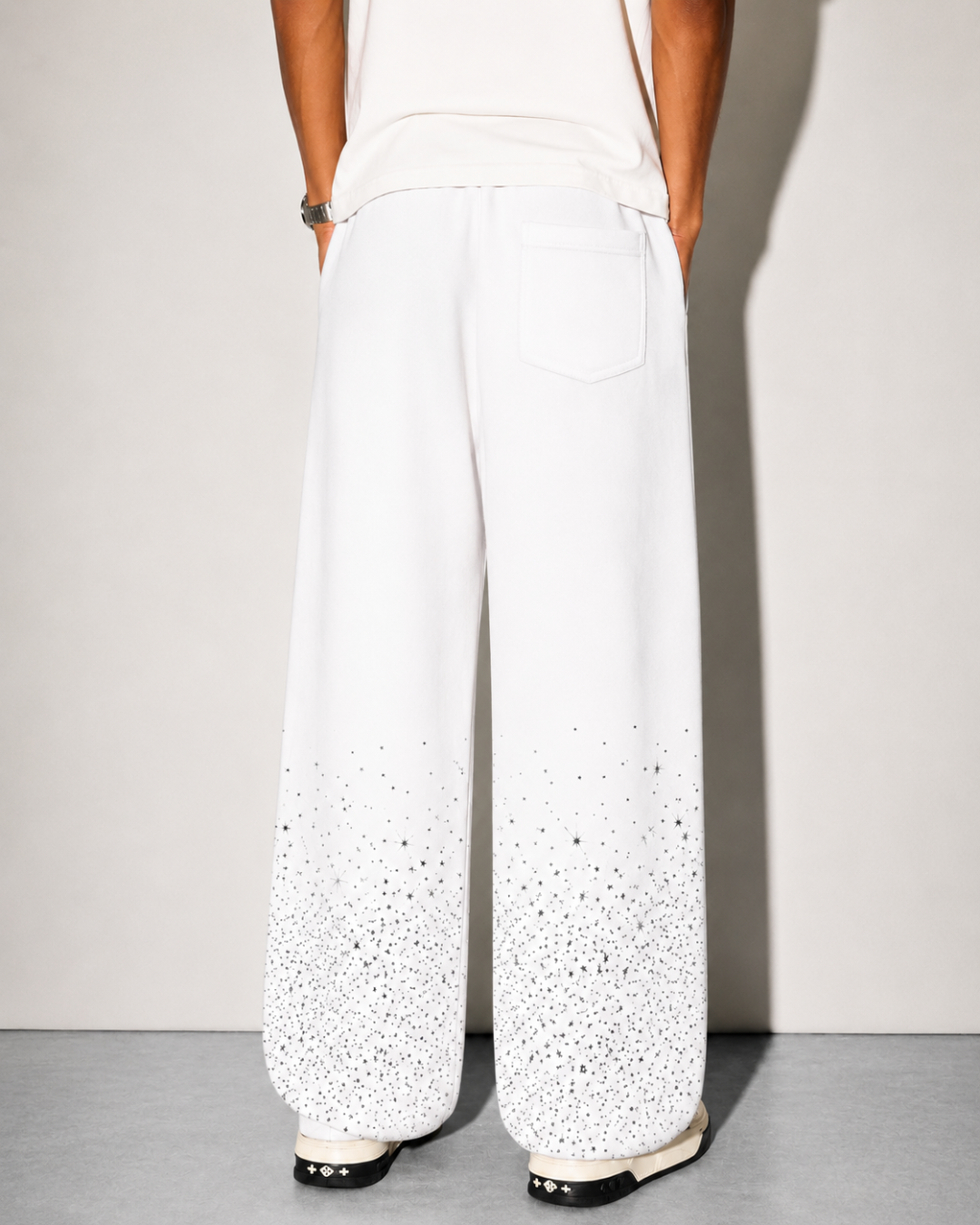 VVS Diamond Studded RR Wide-Leg Pants