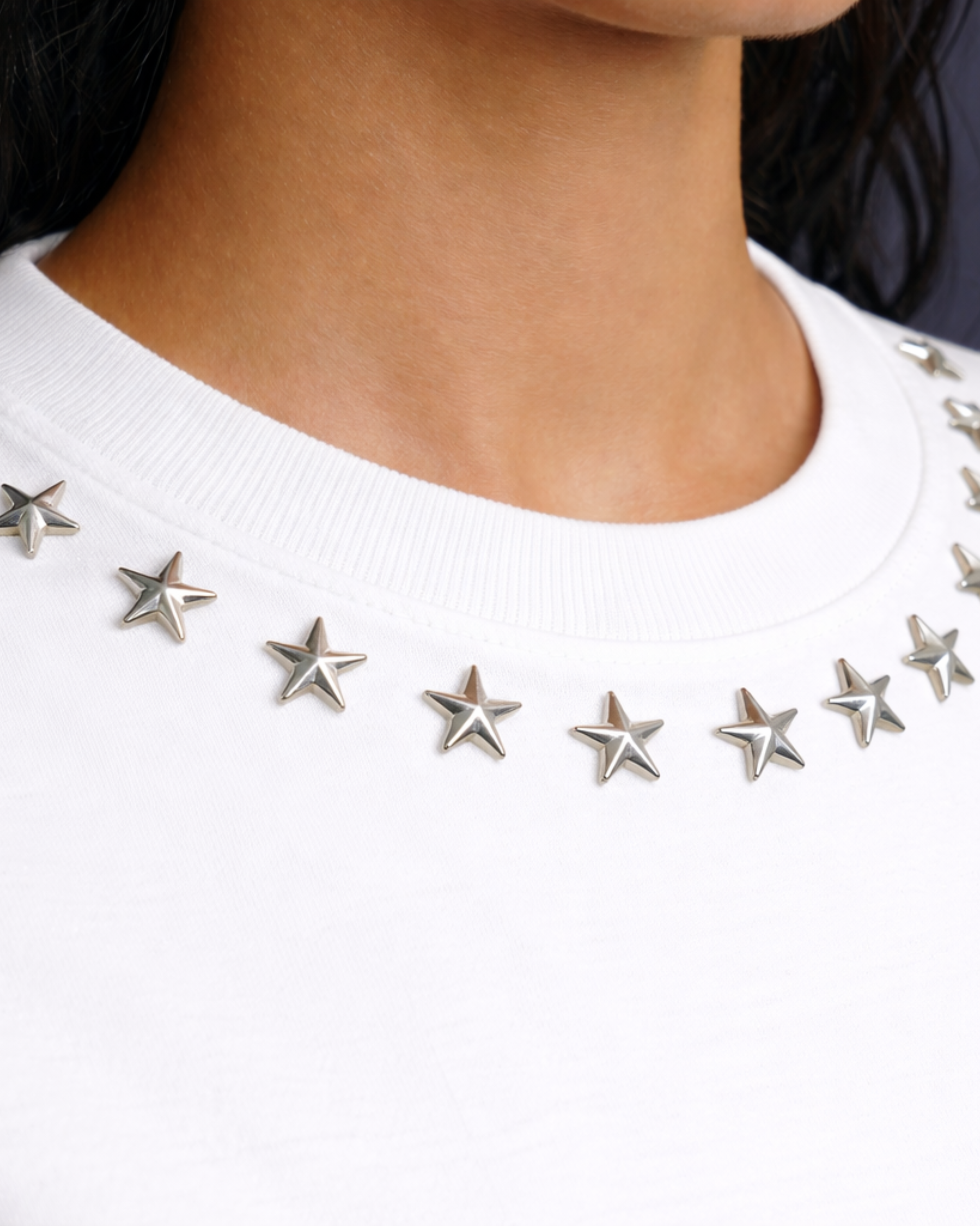 BillionaireZ Star Studded Materialistic Crop Tee- White