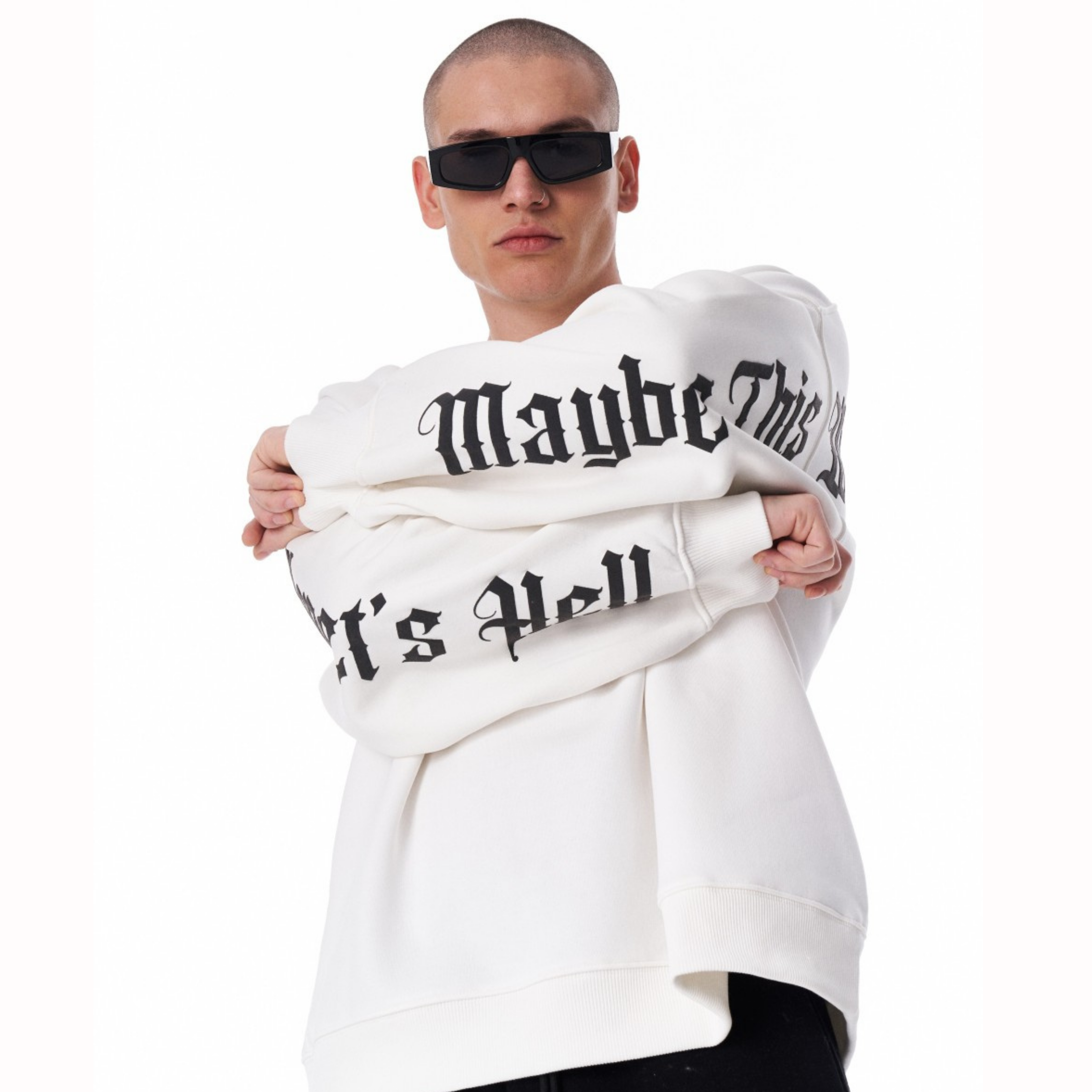 “Maybe This World is Other Planet’s Hell” Sweatshirt- White