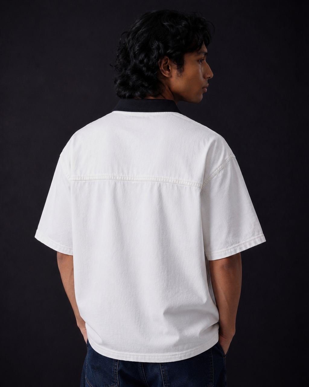 BillionaireZ Ivory Denim Polo Tee