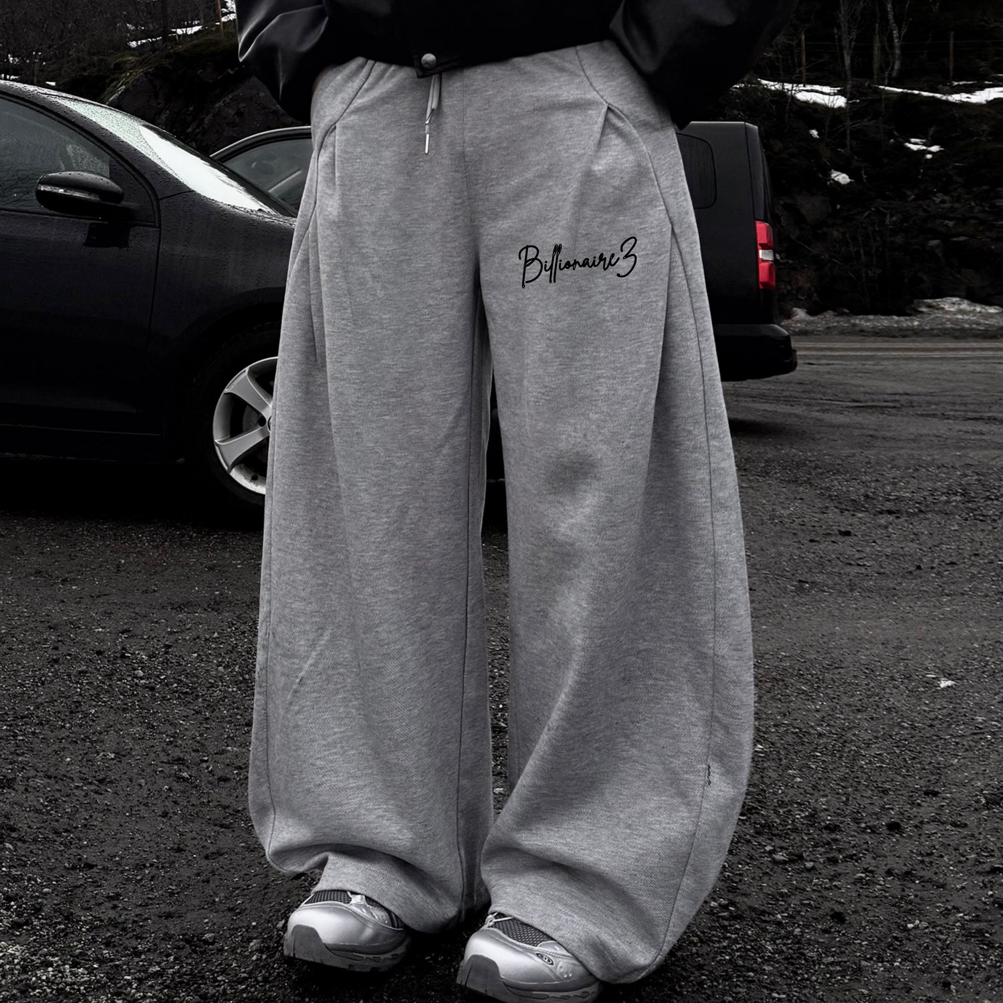 BillionaireZ Grey Icon Wide-Leg Joggers