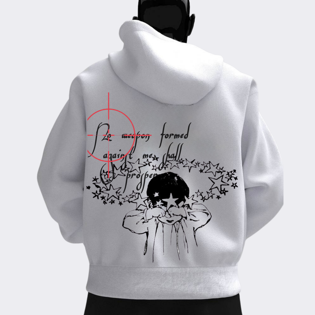 No Weapon Formed Against Me Shall Prosper Hoodie – Cloud Ash